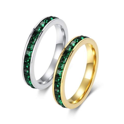 Anello cerchio zirconi - cerchio, verde